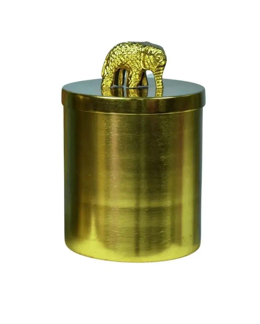 Gold Elephant Storage Jar — Handcrafted Export Product by NXTGENEXPORTS, Moradabad